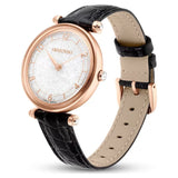 Swarovski Crystalline Wonder Silver Dial Black Leather Strap Watch for Women - 5653359 Buy Now By Swarovski