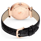 Swarovski Crystalline Wonder Silver Dial Black Leather Strap Watch for Women - 5653359 Buy Now By Swarovski
