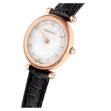 Swarovski Crystalline Wonder Silver Dial Black Leather Strap Watch for Women - 5653359 Buy Now By Swarovski