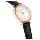 Swarovski Crystalline Wonder Silver Dial Black Leather Strap Watch for Women - 5653359 Buy Now By Swarovski