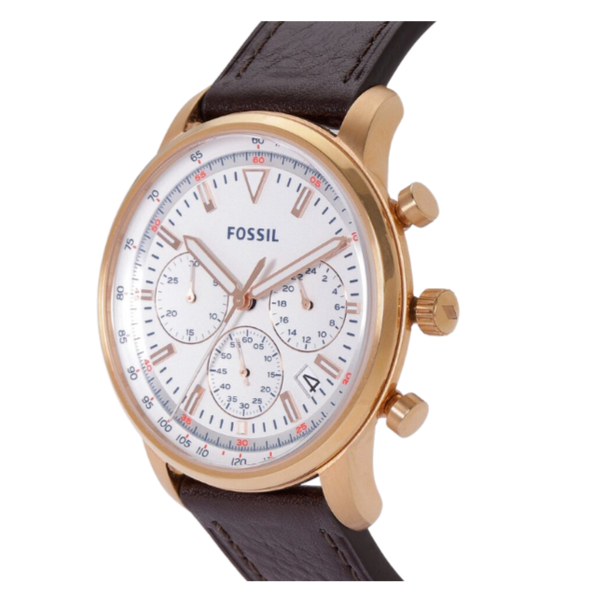 Fossil Goodwin Chronograph White Dial Brown Leather Strap Watch for Men - FS5415 Buy Now By Fossil