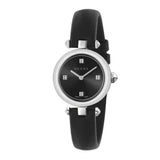 Shop Gucci Diamantissima Quartz Diamonds Black Dial Black Leather Strap Watch for Women - YA141506 in USA