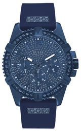 Guess Frontier Crystals Blue Dial Blue Silicon Strap Watch For Men - W1132G4 Buy Now By Guess