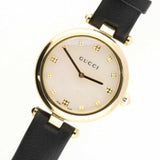Shop Gucci Diamantissima Quartz Mother of Pearl Dial Black Leather Strap Watch for Women - YA141404 in USA