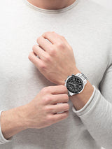 Guess Horizon Chronograph Quartz Black Dial Silver Steel Strap Watch For Men - W0379G1 Buy Now By Guess