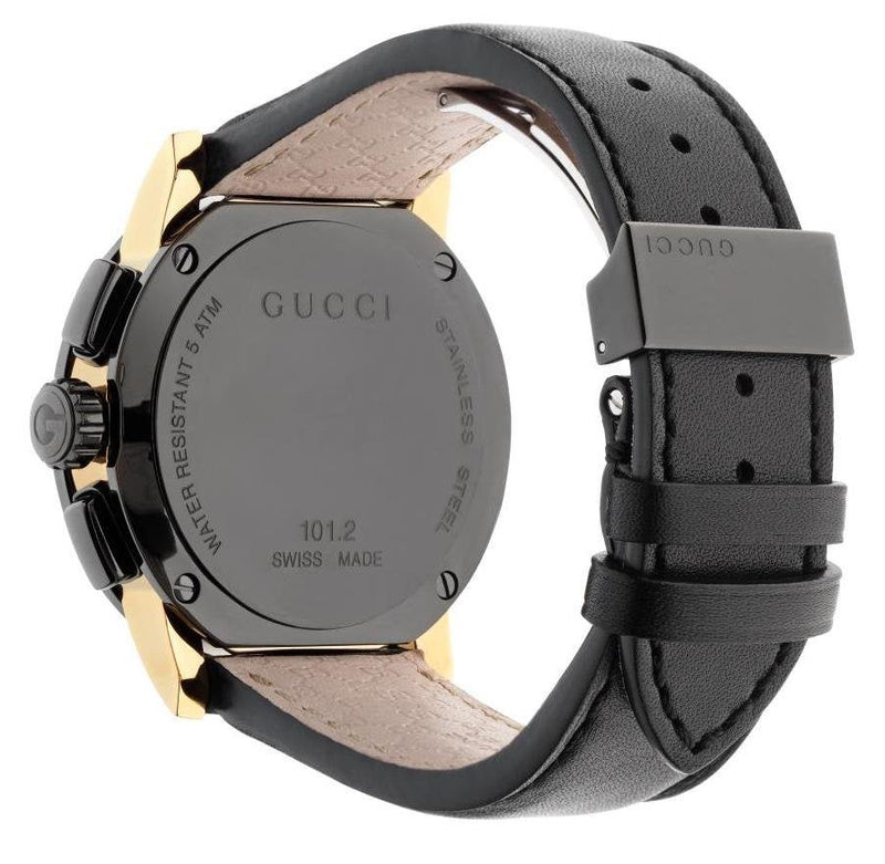 Shop Gucci G Chrono Black Dial Black Leather Strap Watch For Men - YA101203 in USA