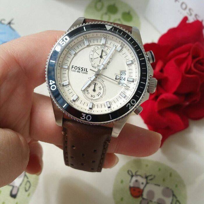 Fossil Wakefield Chronograph White Dial Brown Leather Strap Watch for Men - CH2943 Buy Now By Fossil