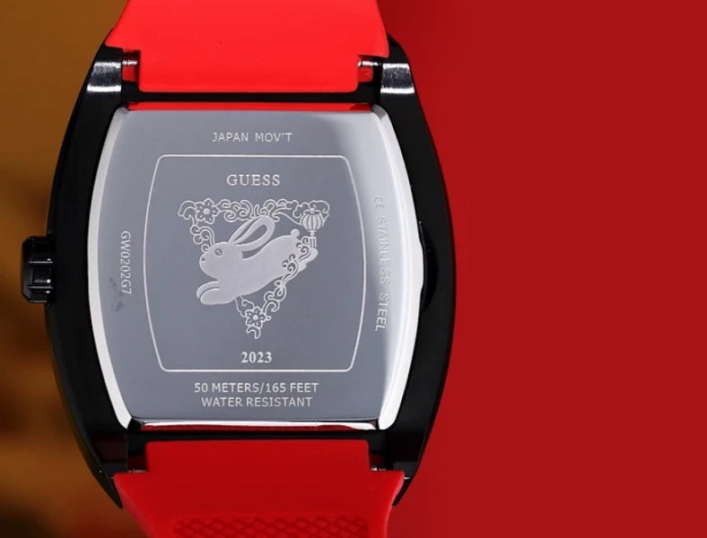 Guess Phoenix Multifunction Black Dial Black & Red Rubber Strap Watch for Men - GW0202G7 Buy Now By Guess