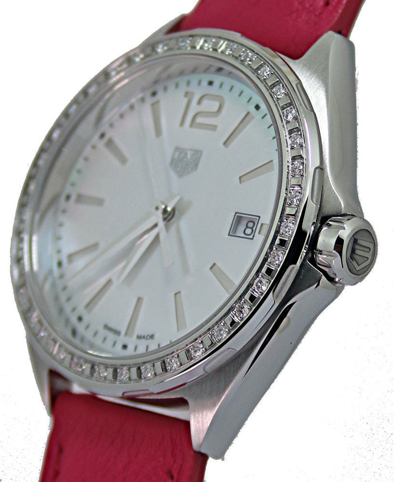 Shop Tag Heuer Formula 1 Quartz Mother of Pearl Dial Red Leather Strap Watch for Women - WBJ131A.FC8253 in USA