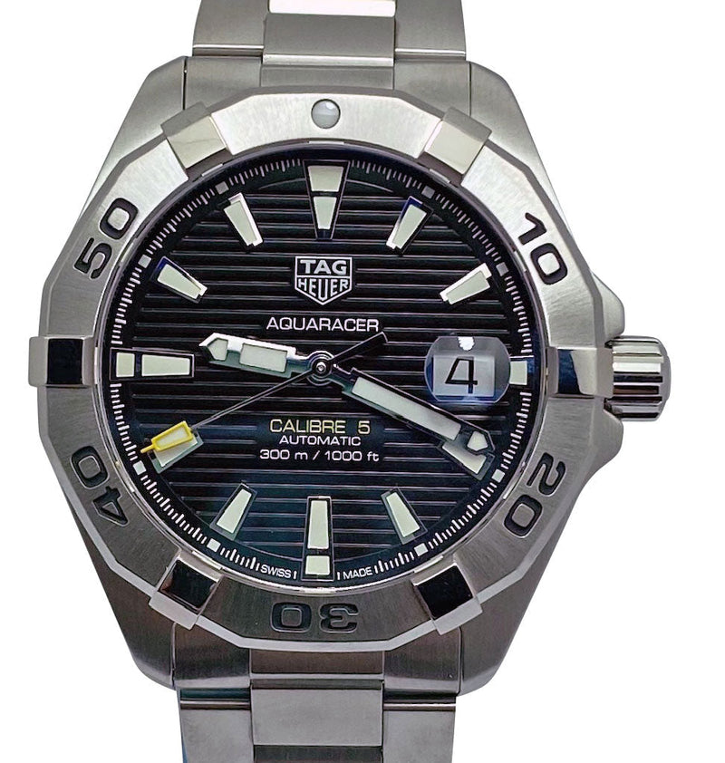 Shop Tag Heuer Aquaracer Automatic Caliber 5 Black Dial Silver Steel Strap Watch for Men - WBD2110.BA0928 in USA