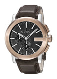 Gucci G Chrono Black Dial Brown Leather Strap Watch For Men - YA101202