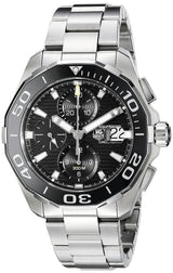 Shop Tag Heuer Aquaracer Calibre 16 Day-Date Black Dial Silver Steel Strap Watch for Men - CAY211A.BA0927 in USA