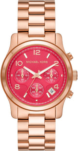 Michael Kors Runway Chronograph Pink Dial Rose Gold Steel Strap Watch For Women - MK7352 Buy Now By Michael Kors