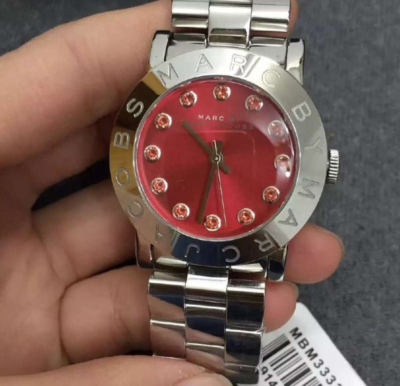 Marc Jacobs Amy Red Dial Silver Steel Strap Watch for Women - MBM3333 Buy Now By Marc Jacobs