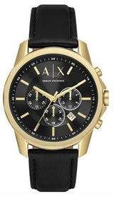 Armani Exchange Outerbanks Chronograph Black Dial Black Leather Strap Watch For Men - AX7133 Buy Now By Armani Exchange