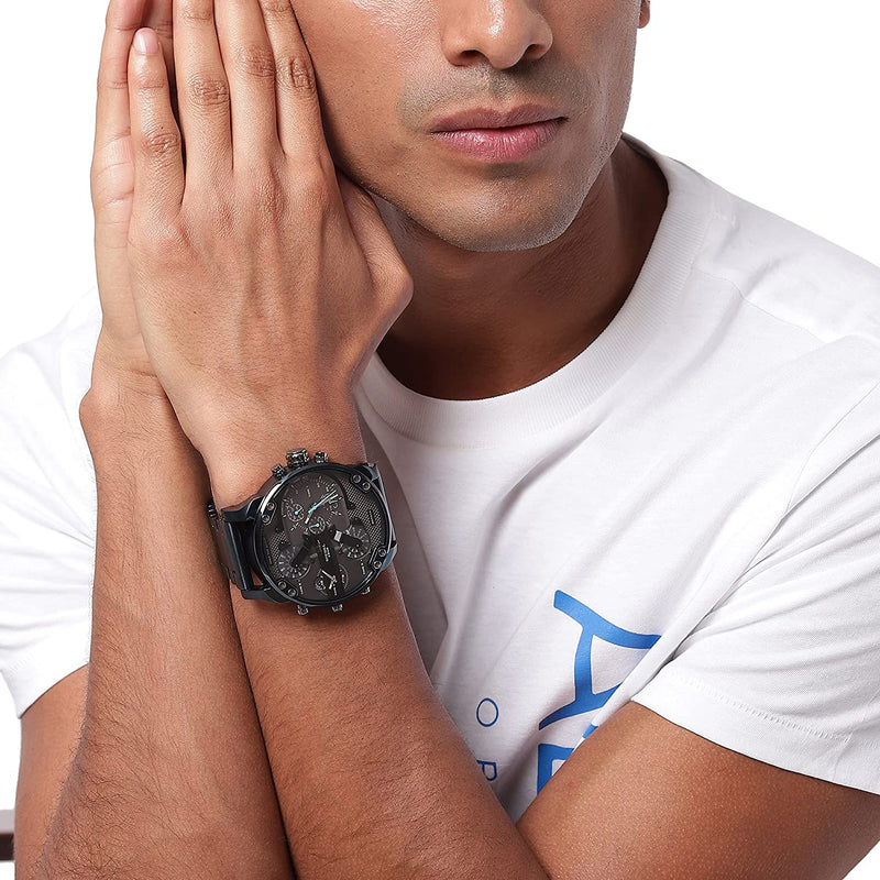 Shop Diesel Daddy 2.0 Chronograph Quartz Grey Dial Blue Steel Strap Watch For Men - DZ7414 in USA