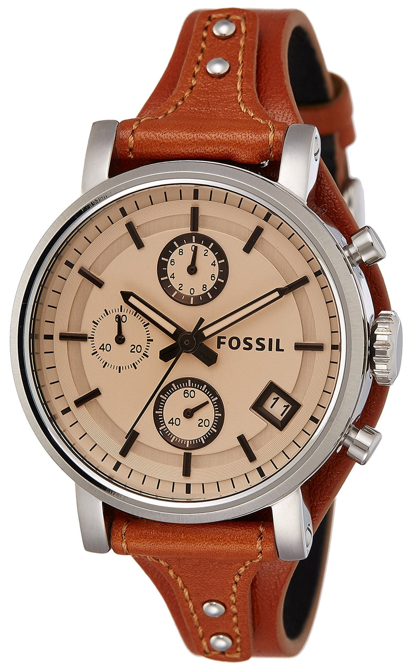 Fossil Original Boyfriend Sport Chronograph Beige Dial Brown Leather Strap Watch for Women - ES4046 Buy Now By Fossil