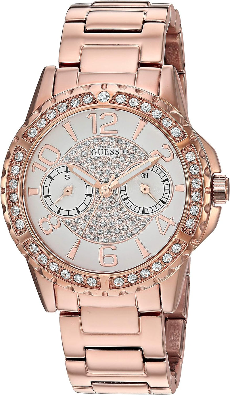 Guess Sassy Quartz White Dial Rose Gold Steel Strap Watch For Women - W0705L3 Buy Now By Guess