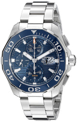 Shop Tag Heuer Aquaracer Calibre 16 43mm Blue Dial Silver Steel Strap Watch for Men - CAY211B.BA0927 in USA