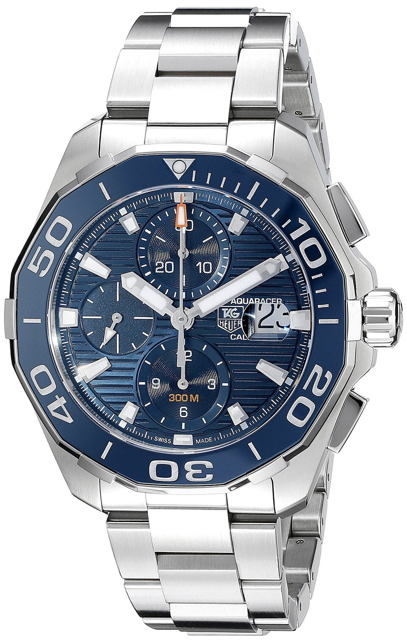 Shop Tag Heuer Aquaracer Calibre 16 43mm Blue Dial Silver Steel Strap Watch for Men - CAY211B.BA0927 in USA