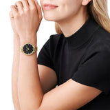 Michael Kors Pyper Three-Hand Black Dial Gold Steel Strap Watch For Women - MK4593 Buy Now By Michael Kors