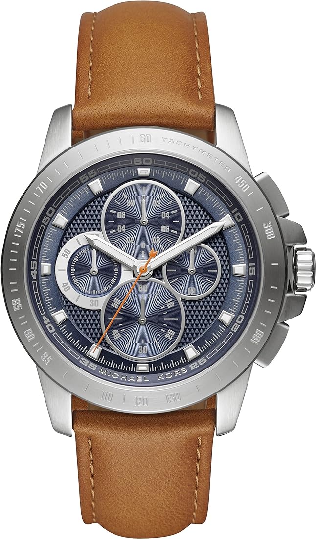 Michael Kors Ryker Chronograph Analog Blue Dial Brown Leather Strap Watch For Men - MK8518 Buy Now By Michael Kors