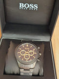 Hugo Boss Ikon Chronograph Black Dial Black Steel Strap Watch for Men - 1513278