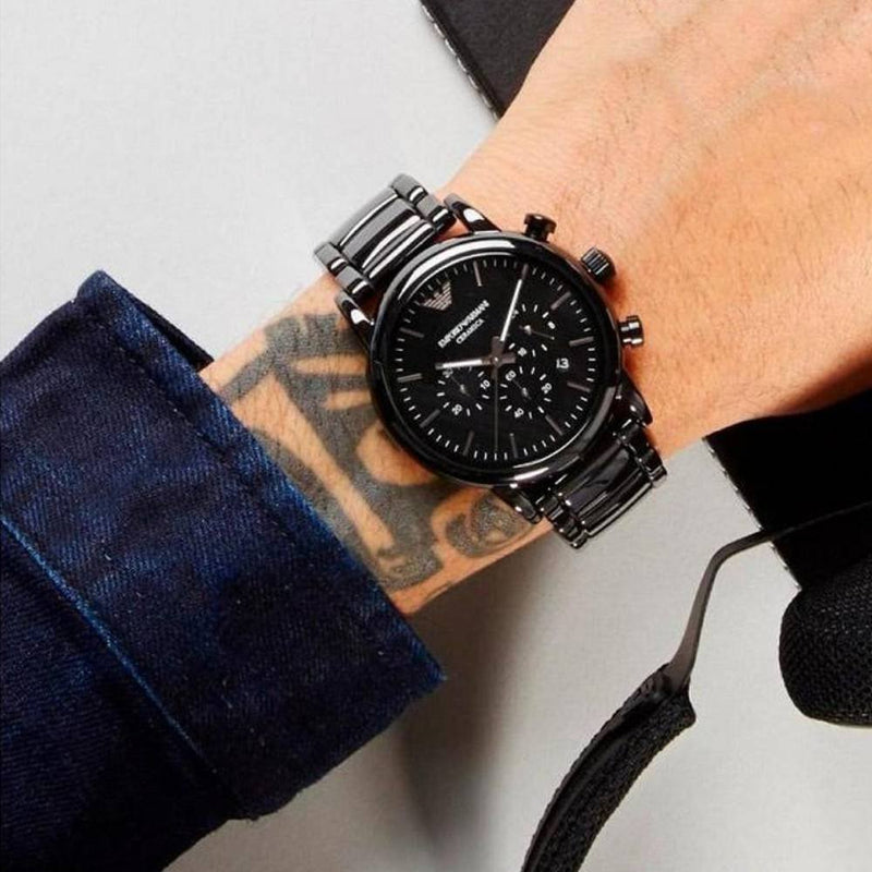 Emporio Armani Luigi Chronograph Black Dial Black Stainless Steel Watch For Men - AR1507 Buy Now By Emporio Armani