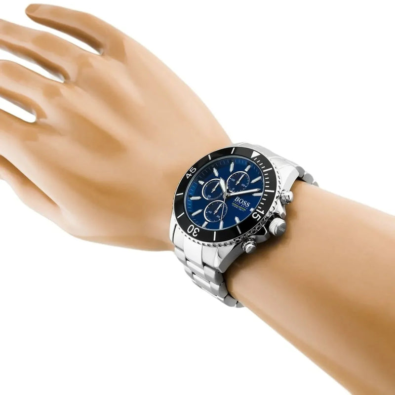 Hugo Boss Ocean Edition Chronograph Blue Dial Silver Steel Strap Watch for Men - 1513704 Buy Now By Hugo Boss