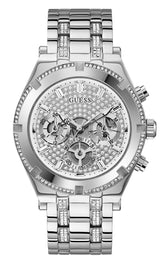 Shop Guess Continental Silver Dial Silver Steel Strap Watch for Men - GW0261G1 in USA