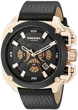 Diesel BAMF Chronograph Black Dial Black Leather Strap Watch For Men - DZ7346 Buy Now By Diesel