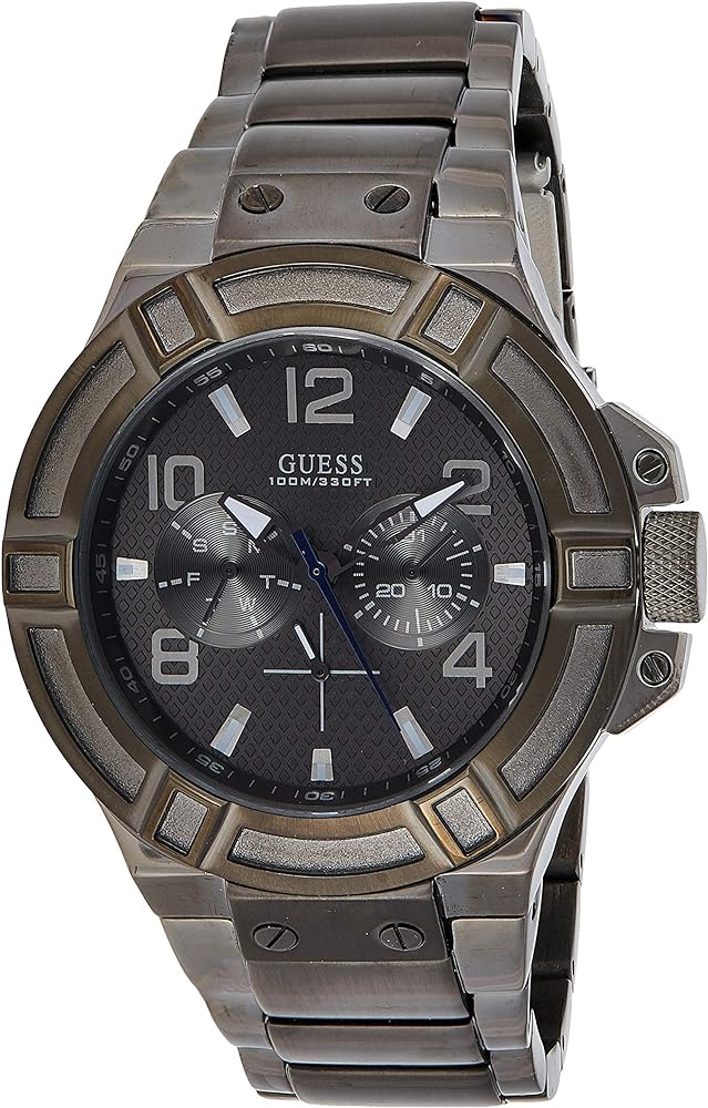 Guess Rigor Multifunction Black Dial Black Steel Strap Watch For Men - W0218G1 Buy Now By Guess