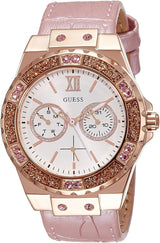 Shop Guess Limelight Quartz Analog White Dial Pink Leather Strap Watch For Women - W0775l3 in USA
