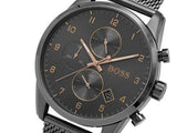Hugo Boss Skymaster Chronograph Grey Dial Grey Mesh Bracelet Watch for Men - 1513837