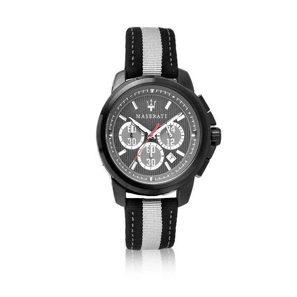 Maserati Royale 44mm Black Dial Stainless Steel Fiber Strap Watch For Men - R8871637002 Buy Now By Maserati