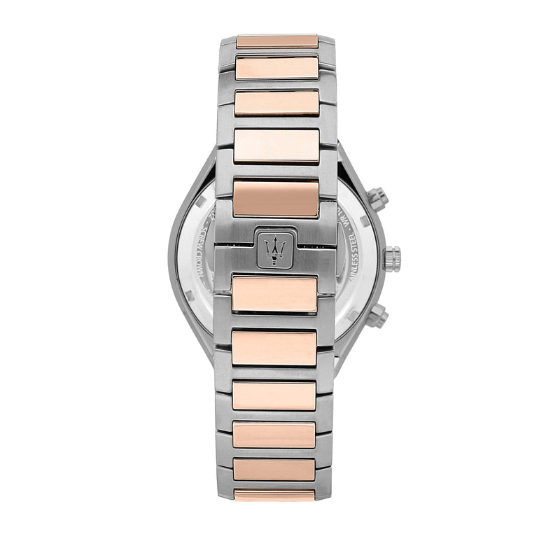 Maserati Stile Chronograph Blue Dial Rose Gold Two Tone Strap Watch For Men - R8873642002 Buy Now By Maserati