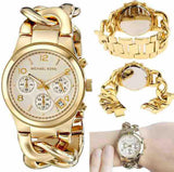 Michael Kors Runway Twist Gold Dial Gold Steel Strap Watch for Women - MK3131