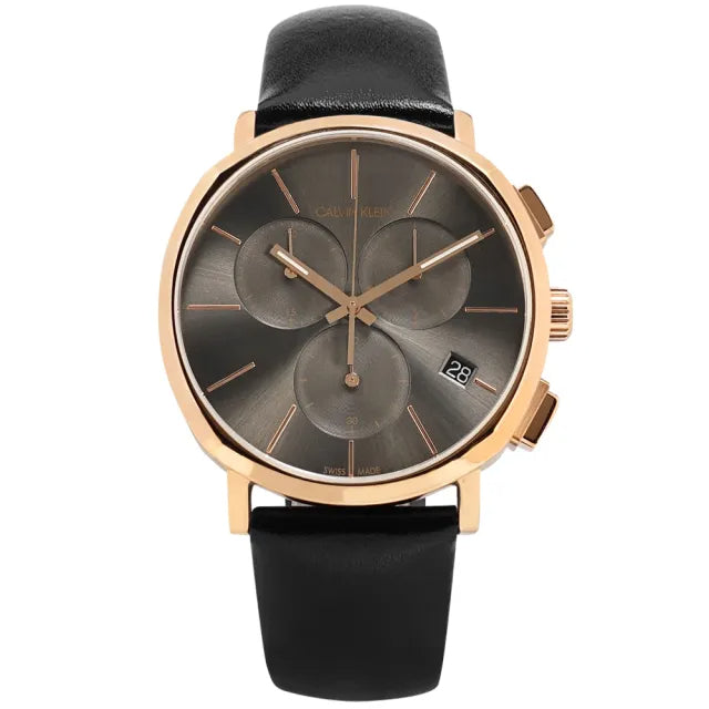 Calvin Klein Posh Grey Dial Black Leather Strap Watch for Men - K8Q376C3 Buy Now By Calvin Klein