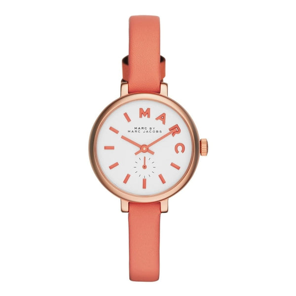 Shop Marc Jacobs Sally White Dial Orange Leather Strap Watch for Women - MBM1355 in USA
