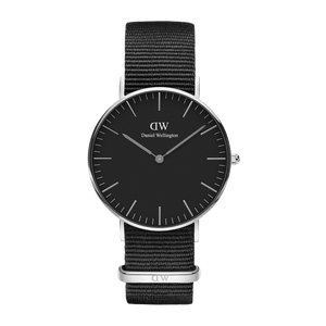 Daniel Wellington Classic Cornwall Black Dial Black Nylon Strap Watch For Women - DW00100149