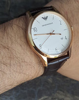 Emporio Armani Beta Chronograph White Dial Brown Leather Strap Watch For Men - AR1915 Buy Now By Emporio Armani