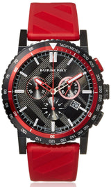 Burberry The City Chronograph Black Dial Red Rubber Strap Watch For Men - BU9805 Buy Now By Burberry