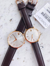 Movado Ultra Slim Silver Dial Brown Leather Strap Watch For Women - 0607093 Buy Now By Movado