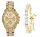 Michael Kors Mini Bradshaw Crystals Gold Dial Gold Steel Strap Watch For Women - MK6494 Buy Now By Michael Kors