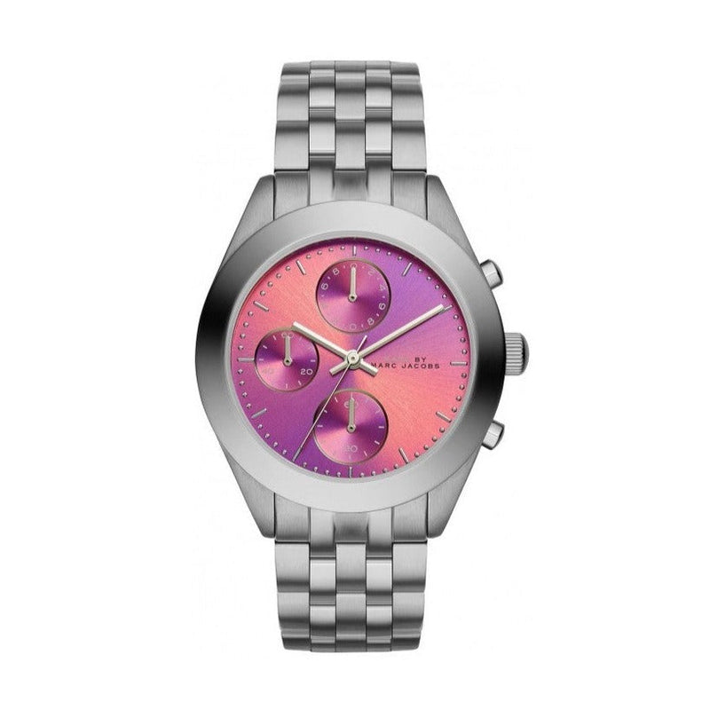 Marc Jacobs Peeker Chronograph Pink Dial Silver Steel Strap Watch for Women - MBM3372 Buy Now By Marc Jacobs