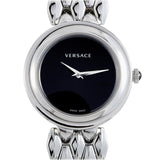 Versace V-Flare Quartz Black Dial Silver Steel Strap Watch for Women - VEBN00618
