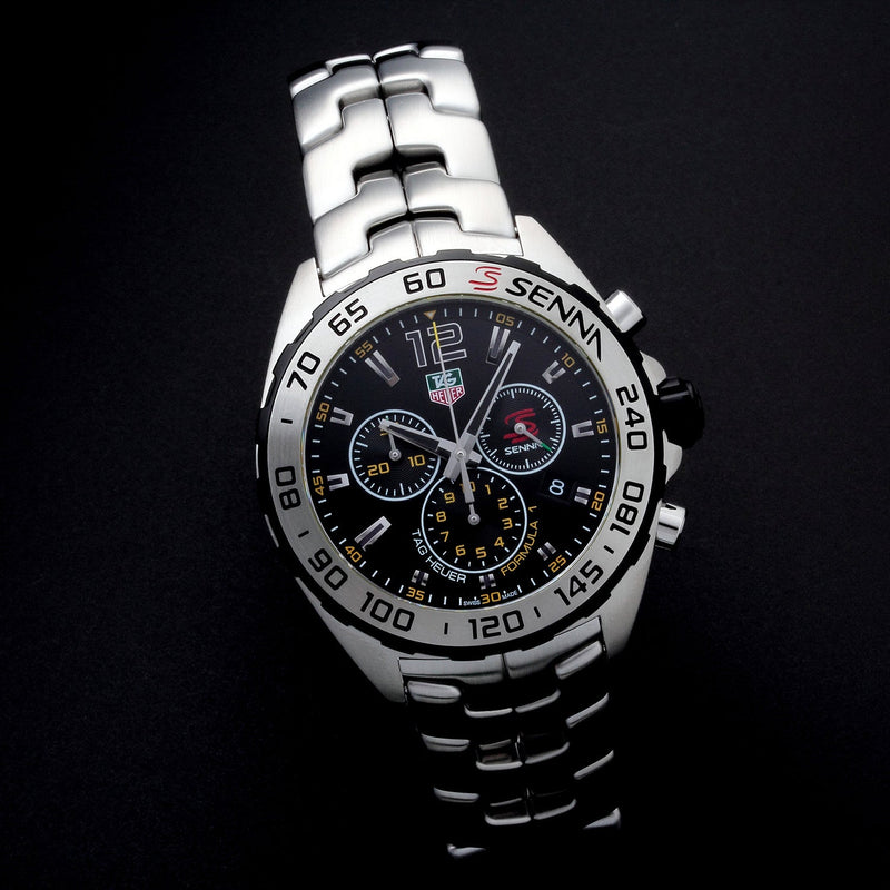 Shop Tag Heuer Formula 1 Senna Limited Edition Chronograph Black Dial Silver Steel Strap Watch for Men - CAZ1013.BA0883 in USA