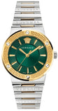 Versace Greca Green Dial Silver Steel Strap Watch for Men - VEVI00420