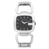 Shop Gucci G Gucci Black Dial Silver Steel Strap Watch For Women - YA125407 in USA