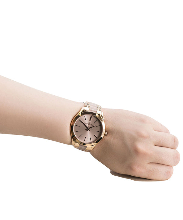 Michael Kors Slim Runway Rose Gold Dial Two Tone Steel Strap Watch for Women - MK4294 Buy Now By Michael Kors
